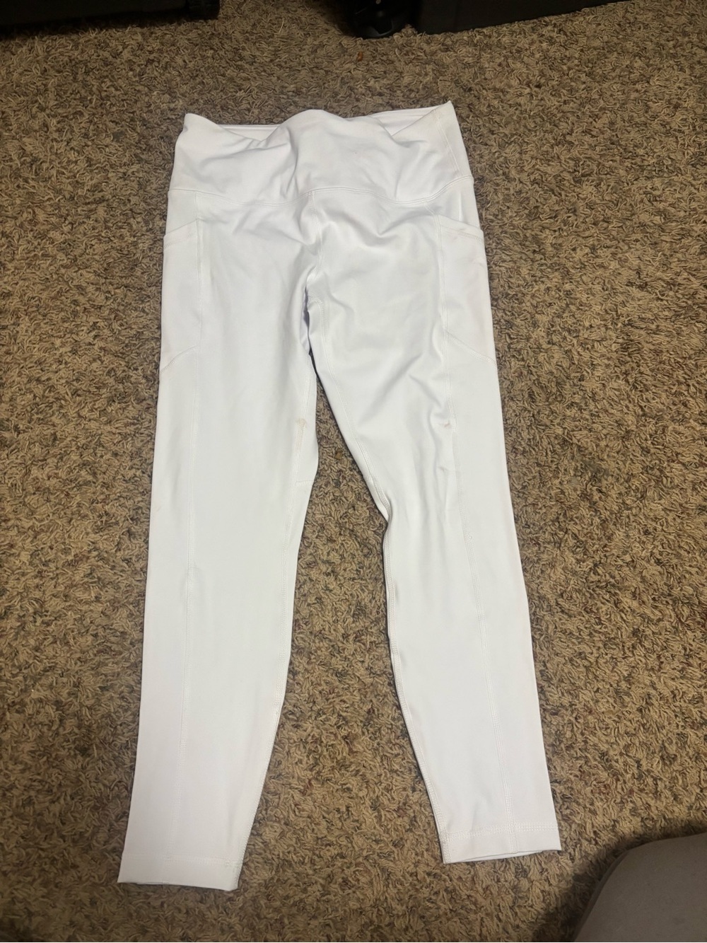 90 Degree by Reflex Women's White High Waisted Leggings with Pockets Size Large